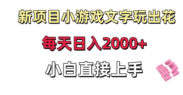 新项目小游戏文字玩出花日入2000+,每天只需一小时,小白直接上手【揭秘】-吾爱云课堂