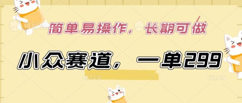 小众赛道，一单299.简单易操作，长期可做【揭秘】-吾爱云课堂