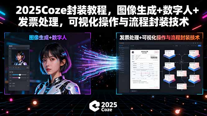 2025Coze封装教程，图像生成+数字人+发票处理，可视化操作与流程封装技术-吾爱云课堂