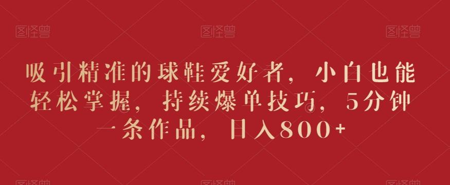 吸引精准的球鞋爱好者,小白也能轻松掌握,持续爆单技巧,5分钟一条作品,日入800+【揭秘】-吾爱云课堂