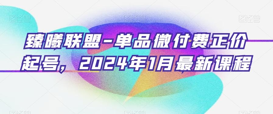 臻曦联盟-单品微付费正价起号,2024年1月最新课程-吾爱云课堂