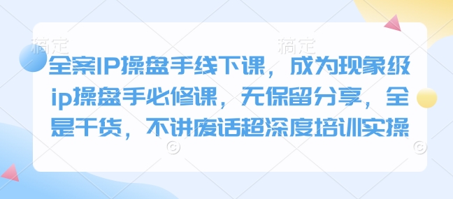 全案IP操盘手线下课,成为现象级ip操盘手必修课,无保留分享,全是干货,不讲废话超深度培训实操-吾爱云课堂