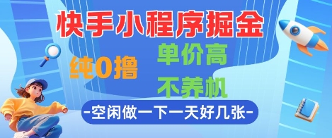 快手小程序掘金,纯0撸,单价高不养机 利用空闲时间做一做,一天好几张【揭秘】-吾爱云课堂