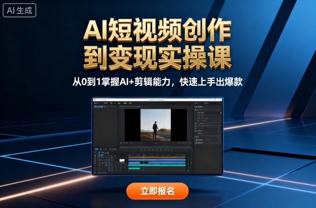 AI短视频创作到变现实操课,从0到1掌握AI+剪辑能力,快速上手出爆款(更新10月)-吾爱云课堂