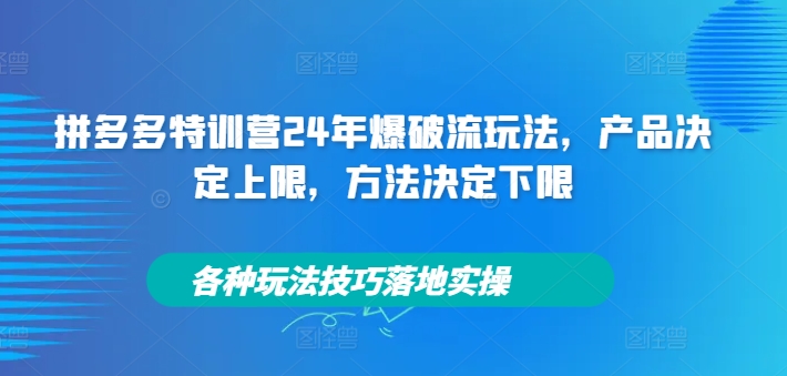 拼多多特训营24年爆破流玩法，产品决定上限，方法决定下限，各种玩法技巧落地实操-吾爱云课堂