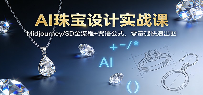 AI珠宝设计实战课:Midjourney/SD全流程+咒语公式,零基础快速出图-吾爱云课堂