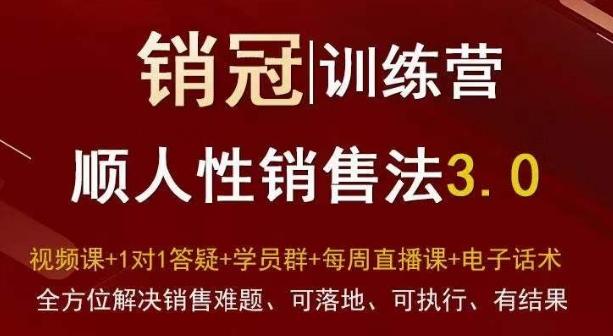 爆款!销冠训练营3.0之顺人性销售法,全方位解决销售难题、可落地、可执行、有结果-吾爱云课堂