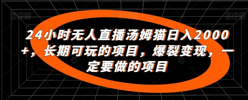 24小时无人直播汤姆猫日入2000+,长期可玩的项目,爆裂变现,一定要做的项目【揭秘】-吾爱云课堂