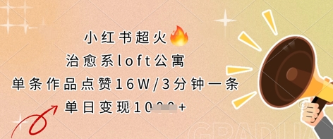小红书超火的治愈系loft公寓，单条作品点赞16W，3分钟一条，单日变现数张-吾爱云课堂