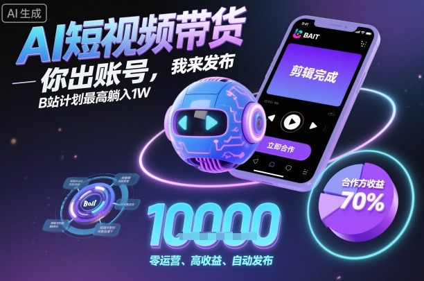 AI短视频带货,你出账号,我来发布,B站计划最高躺入1W【揭秘】-吾爱云课堂