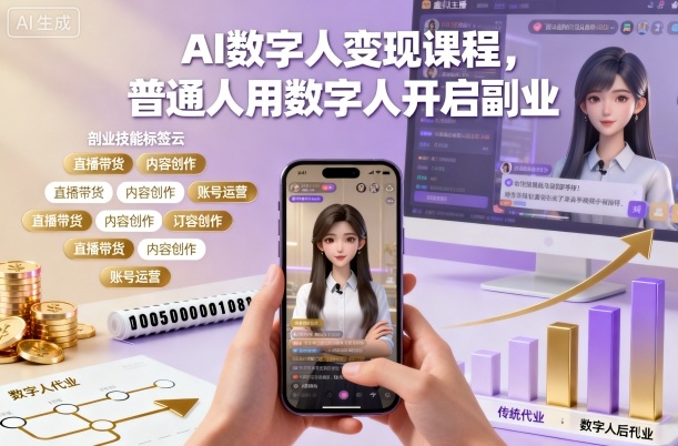 AI数字人变现课程，普通人用数字人开启副业-吾爱云课堂