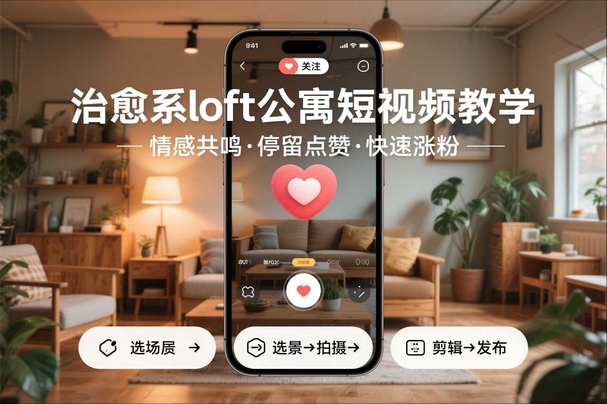 治愈系loft公寓短视频制作教学，情感共鸣引停留点赞关注，快速起号涨粉-吾爱云课堂