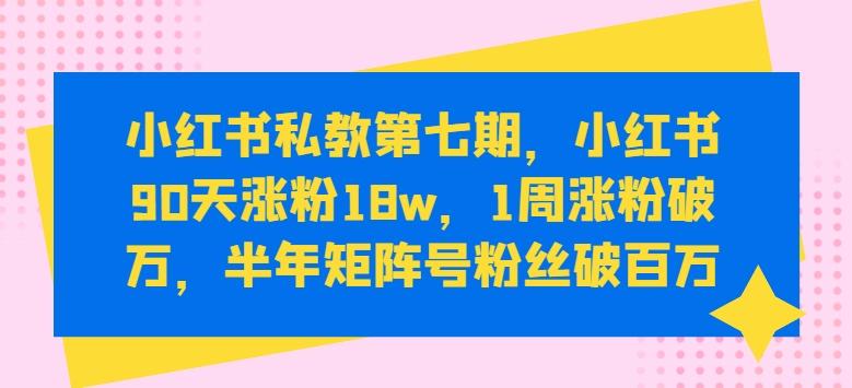 小红书私教第七期,小红书90天涨粉18w,1周涨粉破万,半年矩阵号粉丝破百万-吾爱云课堂
