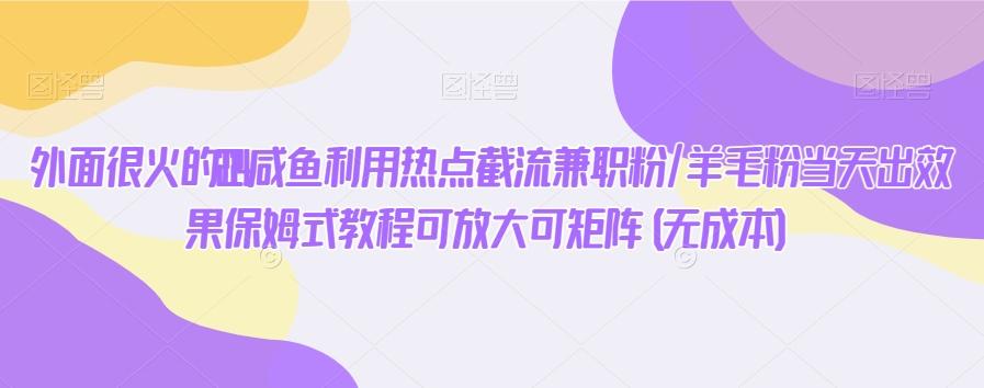 外面很火的2024咸鱼利用热点截流兼职粉/羊毛粉当天出效果保姆式教程可放大可矩阵(无成本)-吾爱云课堂