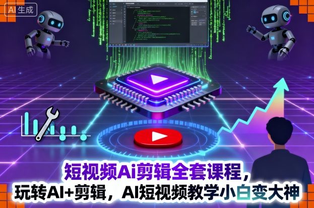 短视频Ai剪辑全套课程,玩转AI+剪辑,AI短视频教学小白变大神-吾爱云课堂