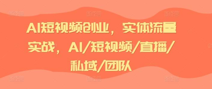 AI短视频创业，实体流量实战，AI/短视频/直播/私域/团队-吾爱云课堂