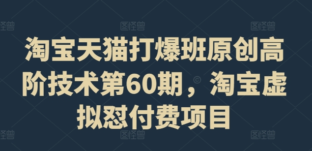 淘宝天猫打爆班原创高阶技术第60期,淘宝虚拟怼付费项目-吾爱云课堂