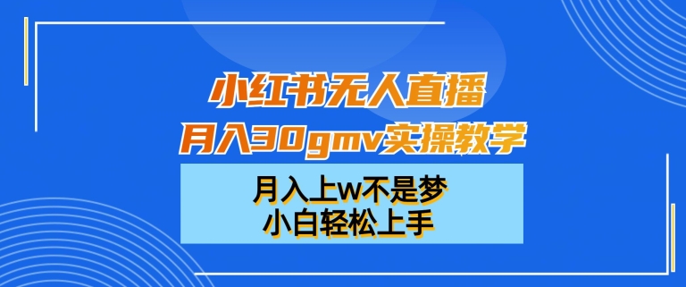 小红书无人直播月入30gmv实操教学,月入上w不是梦,小白轻松上手【揭秘】-吾爱云课堂