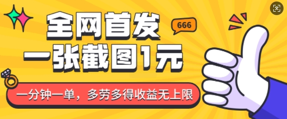 全网首发,一张截图1块钱,一分钟一单,多劳多得,收益无上限-吾爱云课堂