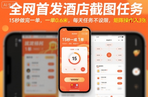 全网首发酒店截图任务,15秒做完一单,一单0.6米,每天任务不设限,矩阵操作日入3张【揭秘】-吾爱云课堂