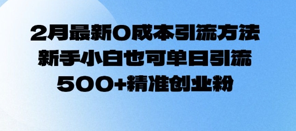 2月最新0成本引流方法,新手小白也可单日引流500+精准创业粉-吾爱云课堂