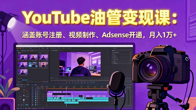 2025YouTube油管变现课:涵盖账号注册、视频制作、Adsense开通,月入1万+-吾爱云课堂