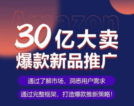 亚马逊·30亿大卖爆款新品推广,可复制、全程案例实操的爆款推新SOP-吾爱云课堂