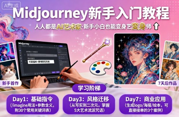 midjourney新手入门教程:人人都是AI艺术家,新手小白也能变身艺术大师-吾爱云课堂