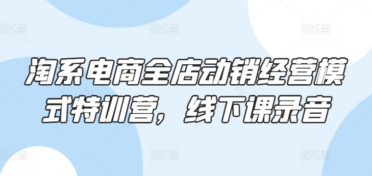 淘系电商全店动销经营模式特训营,线下课录音-吾爱云课堂