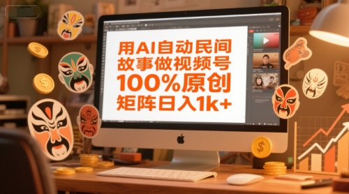 用AI自动民间故事做视频号,100%原创,矩阵日入1k+-吾爱云课堂