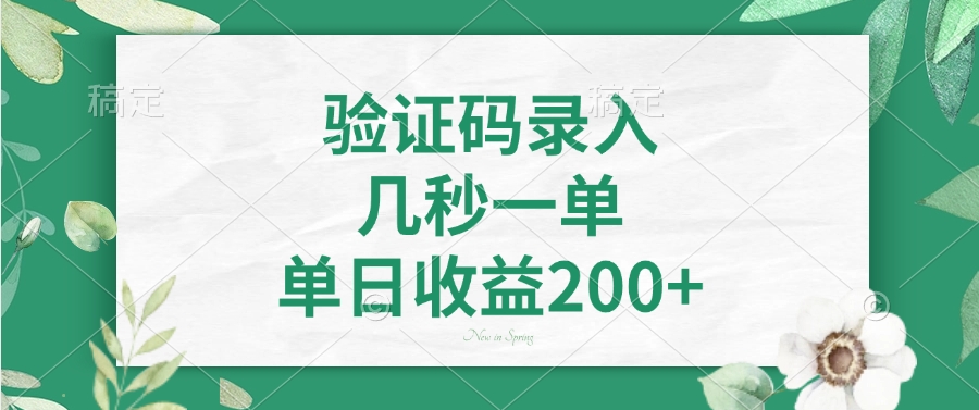 验证码录入,几秒一单,单日收益200+-吾爱云课堂