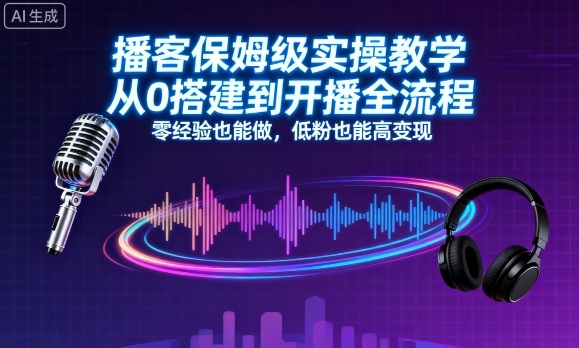 播客保姆级实操教学,从0搭建到开播全流程,零经验也能做,低粉也能高变现-吾爱云课堂