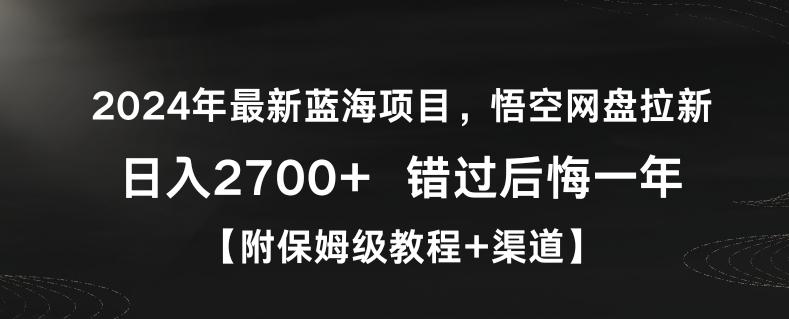 2024年最新蓝海项目,悟空网盘拉新,日入2700+错过后悔一年【附保姆级教程+渠道】【揭秘】-吾爱云课堂