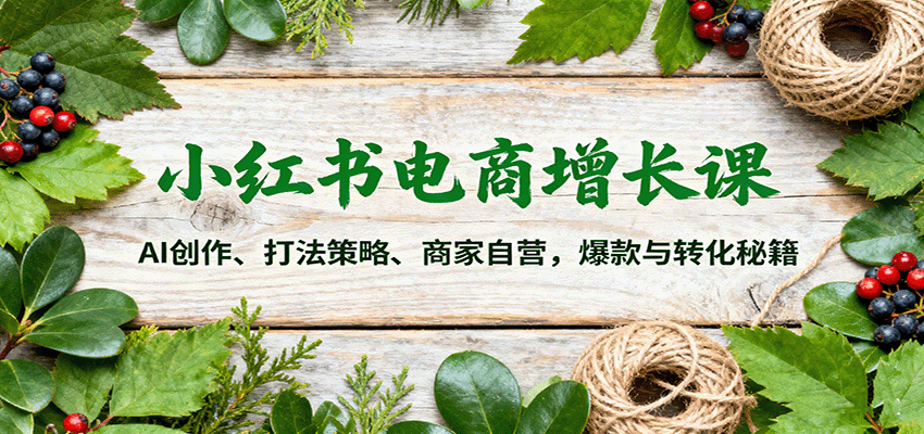 小红书电商增长课:AI创作、打法策略、商家自营,爆款与转化秘籍-吾爱云课堂