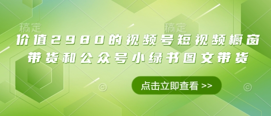 价值2980的视频号短视频橱窗带货和公众号小绿书图文带货-吾爱云课堂