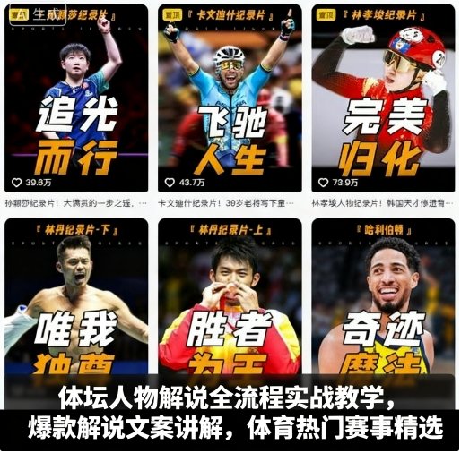 体坛人物解说全流程实战教学,爆款解说文案讲解,体育热门赛事精选-吾爱云课堂
