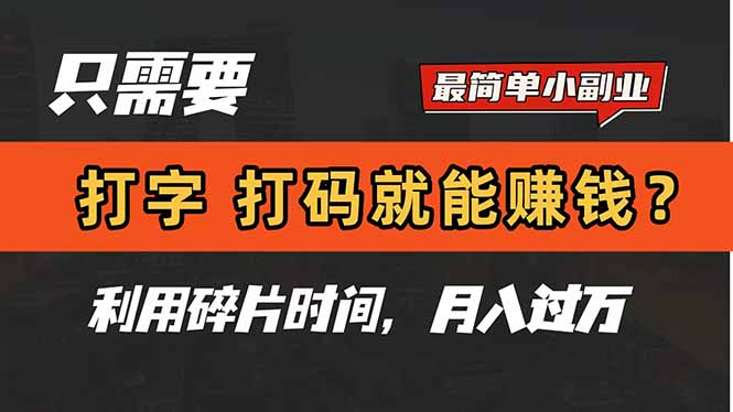 只需要打字,打码,就能赚钱?简单的赚钱小副业,利用碎片时间,月入过万-吾爱云课堂