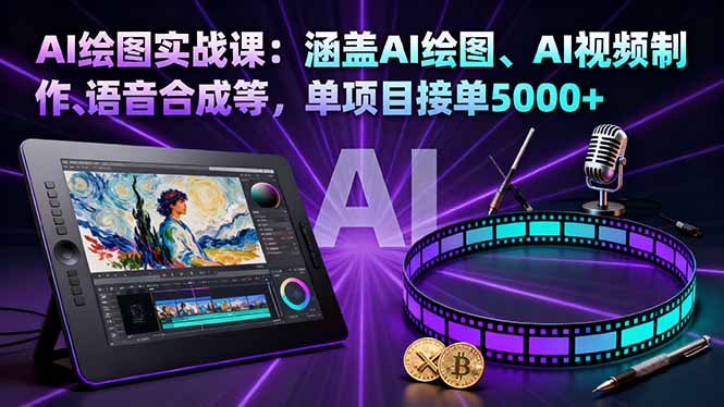 AI绘图实战课:涵盖AI绘图、AI视频制作、语音合成等,单项目接单5000+-吾爱云课堂