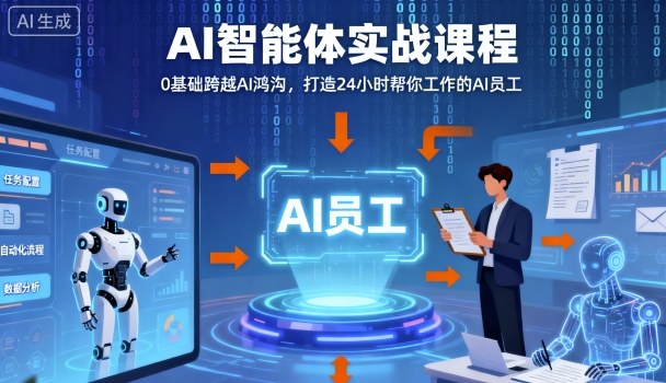 Ai智能体实战课程,0基础跨越Ai鸿沟,打造24小时帮你工作的Ai员工,打破常规,以实战定义Ai-吾爱云课堂