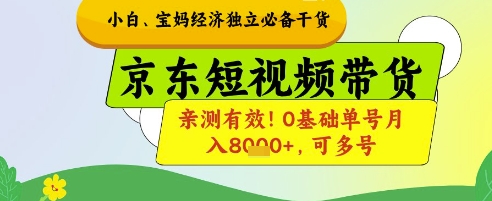 小白宝妈经济独立必备干货，京东短视频带货，亲测有效!0基础单号月入8k+，可多号【揭秘】-吾爱云课堂