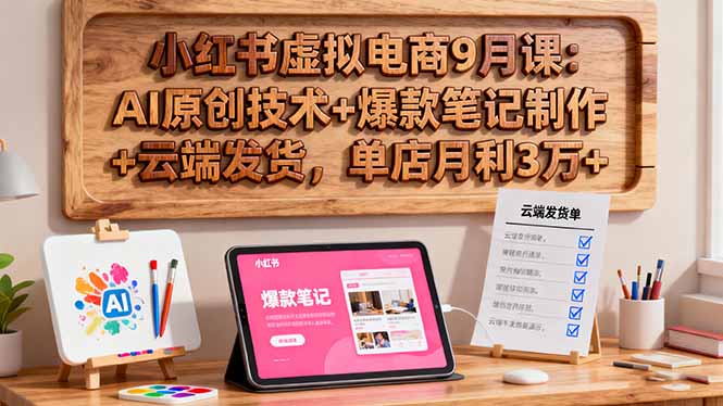 小红书虚拟电商9月课:AI原创技术+爆款笔记制作+云端发货,单店月利3万+-吾爱云课堂