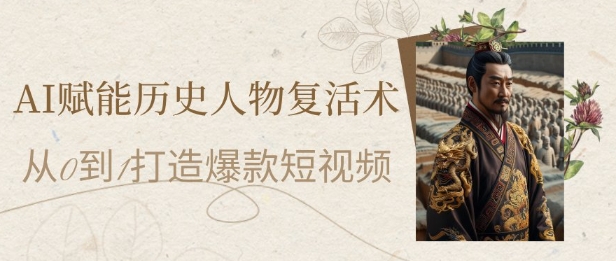 AI赋能历史人物复活术：从0到1打造爆款短视频，7天涨粉10W，小白也能月入过1W-吾爱云课堂