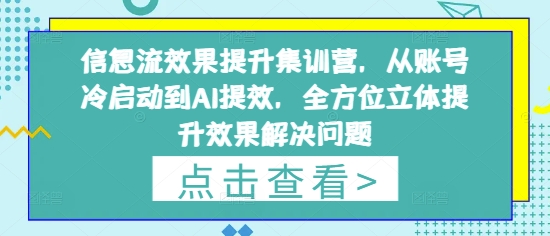 信息流效果提升集训营，从账号冷启动到AI提效，全方位立体提升效果解决问题-吾爱云课堂
