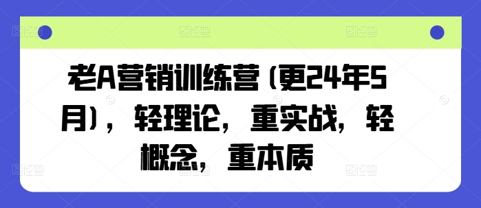 老A营销训练营(更24年9月),轻理论,重实战,轻概念,重本质-吾爱云课堂
