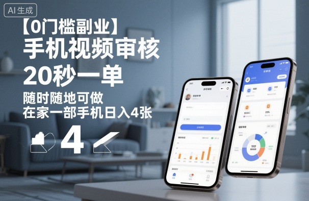 【0门槛副业】手机视频审核，20秒一单，随时随地可做，在家一部手机日入4张【揭秘】-吾爱云课堂