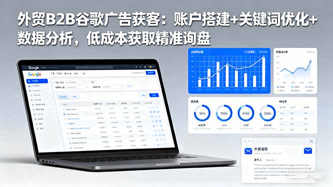 外贸B2B 谷歌广告获客:账户搭建+关键词优化+数据分析 低成本获取精准询盘-吾爱云课堂