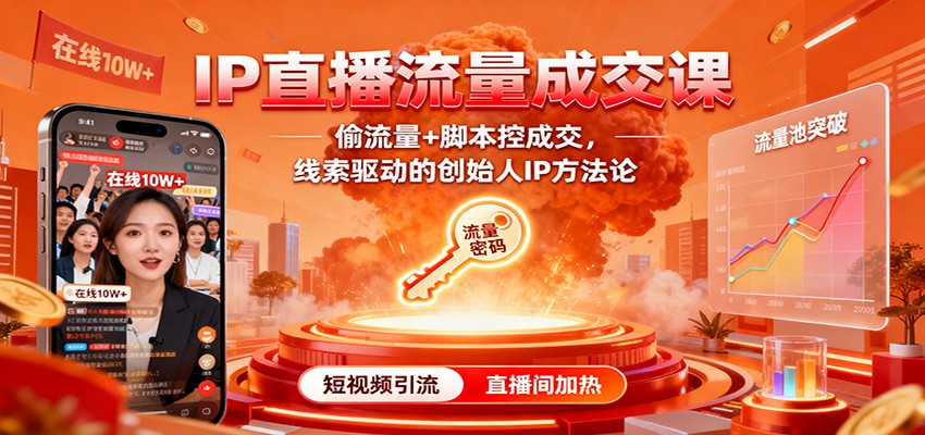 IP直播流量成交课:偷流量+脚本控成交,线索驱动的创始人IP方法论-吾爱云课堂