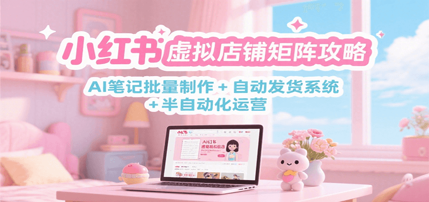 小红书虚拟店铺矩阵攻略:AI笔记批量制作 + 自动发货系统 + 半自动化运营-吾爱云课堂