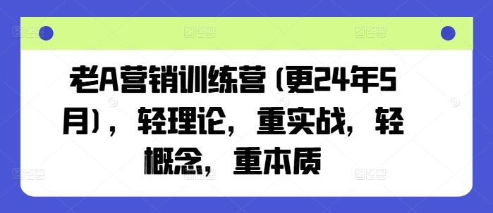 老A营销训练营(更24年6月),轻理论,重实战,轻概念,重本质-吾爱云课堂