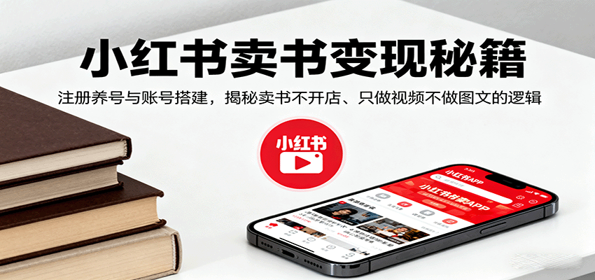 小红书卖书变现秘籍,注册养号与账号搭建,揭秘卖书不开店、只做视频不做图文的逻辑-吾爱云课堂
